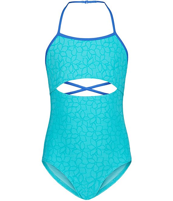 Billabong Girls' Wander Over Floral Jacquard Textured Knit One-Piece Swimsuit