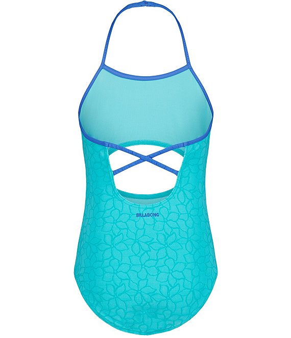 Billabong Girls' Wander Over Floral Jacquard Textured Knit One-Piece Swimsuit
