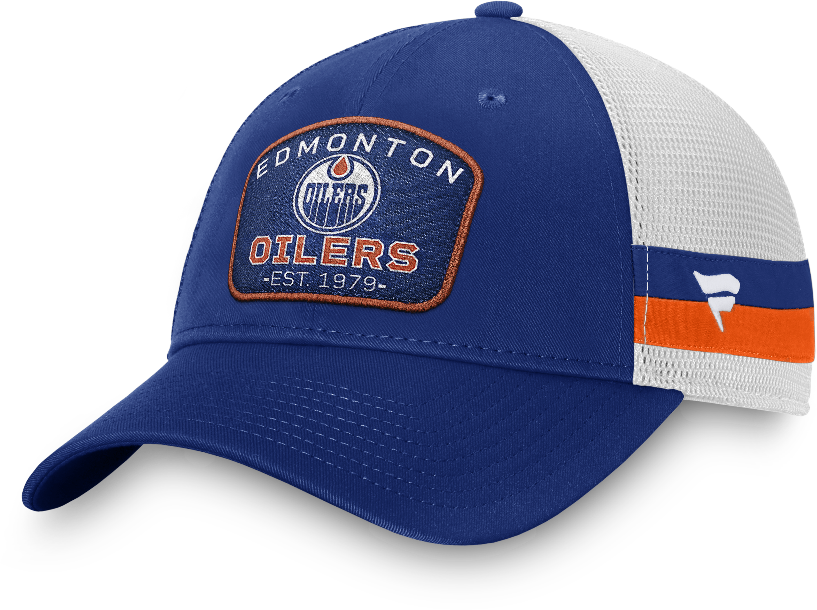 Edmonton Oilers Fundamental Striped Trucker Adjustable Hat