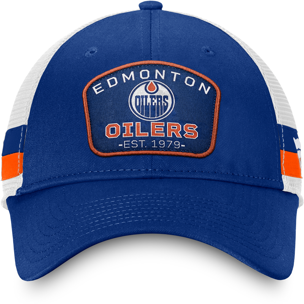 Edmonton Oilers Fundamental Striped Trucker Adjustable Hat