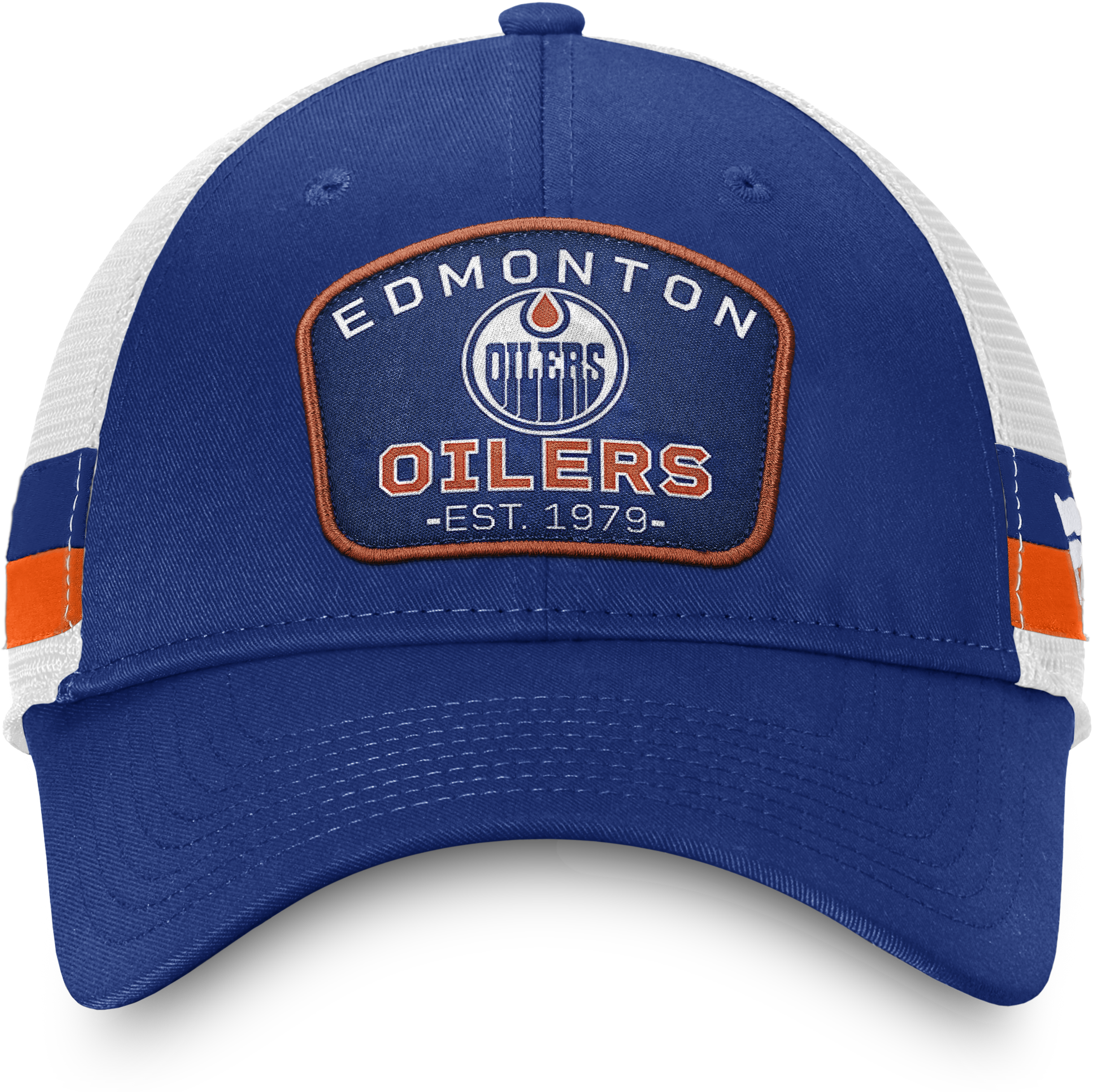 Edmonton Oilers Fundamental Striped Trucker Adjustable Hat