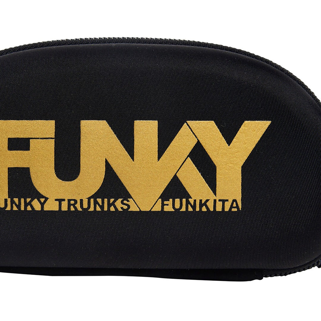 Funky Trunks Case Closed Goggle Case - BLACK/GOLD, logo detail