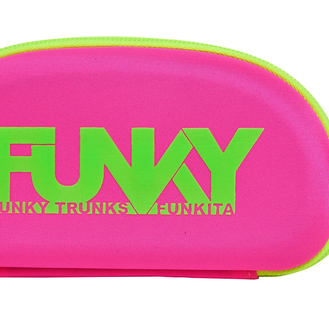 Funky Trunks Case Closed Goggle Case - PINK/GREEN, logo detail