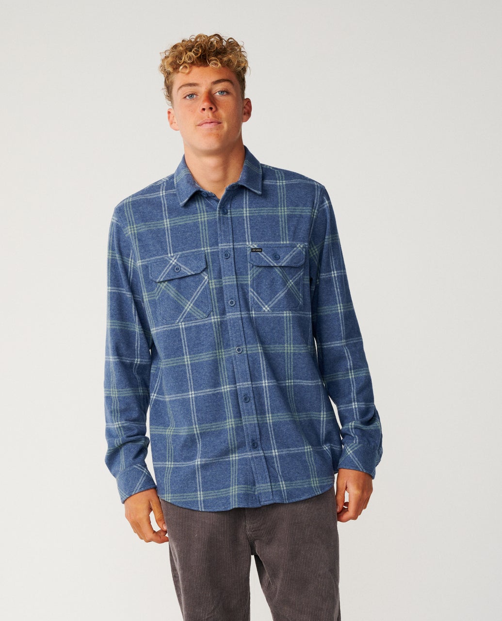 Rip Curl Grid Long Sleeve Shirt - Light Navy - front