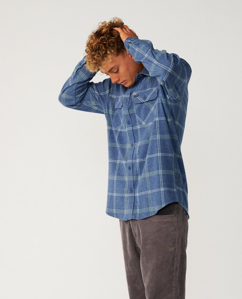 Rip Curl Grid Long Sleeve Shirt - Light Navy - angle