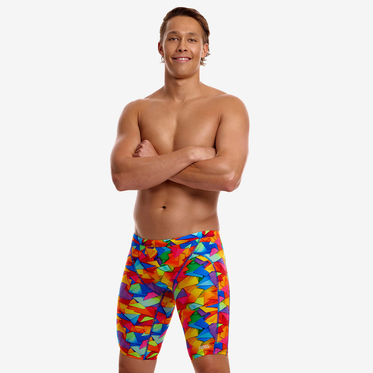 Funky Trunks Men's Training Jammers - TRY THE LOT, front arms crossed