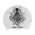 Funky Trunks Octomus Silicone Swim Cap - WHITE/BLACK, front