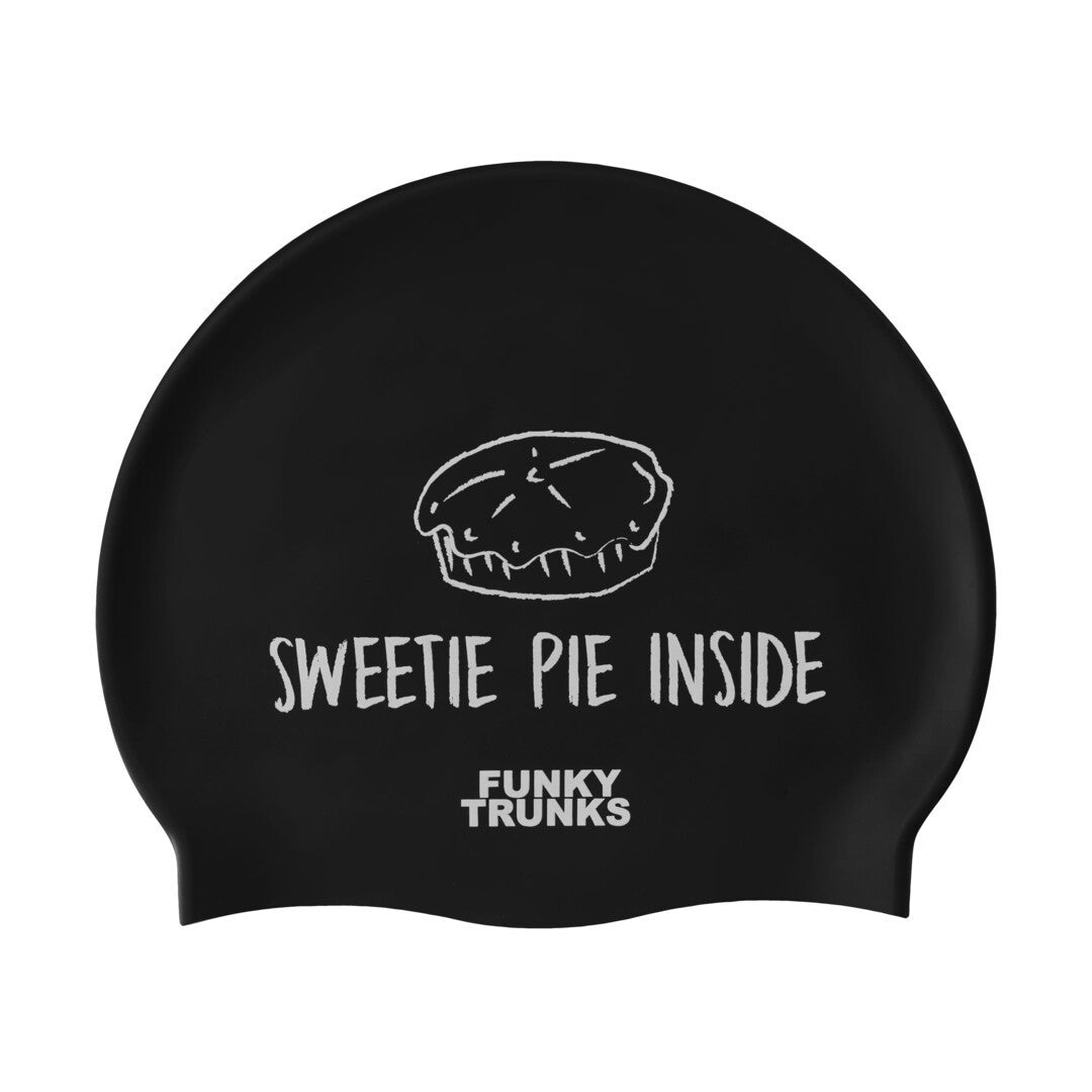 Funky Trunks Sweetie Pie Silicone Swim Cap - BLACK, front