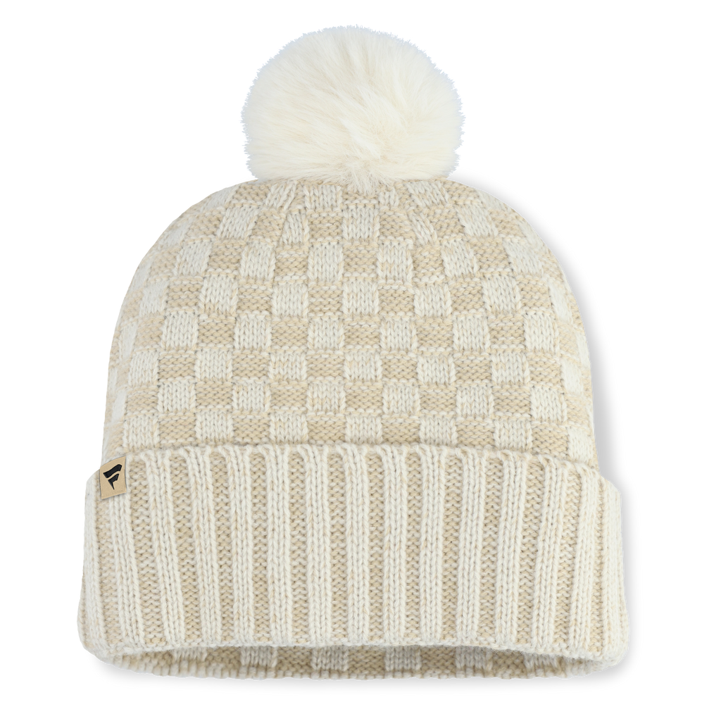 Fanatics Women's Edmonton Oilers Natural Heritage Blaze Cuffed Knit Hat with Pom