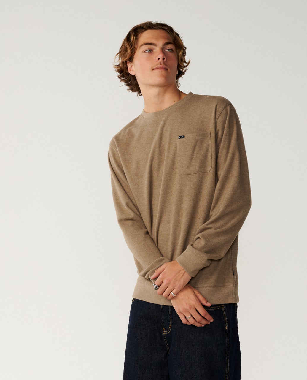 Rip Curl Men's Grid Crew - WALNUT