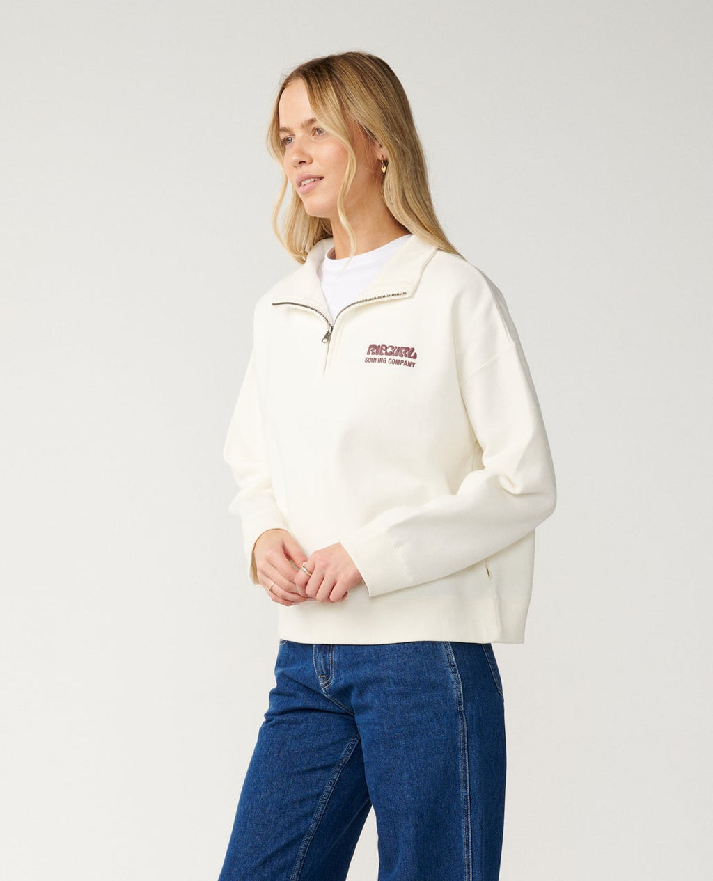 Rip Curl Women's Surf Puff 1/4 Zip - BONE