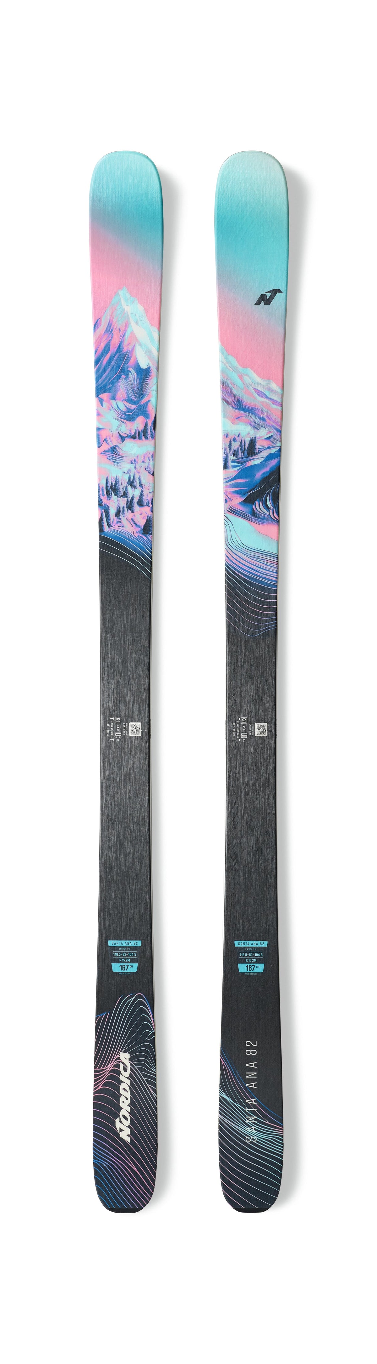 Nordica Women's Santa Ana 82 Skis - Light Blue/Coral/Midnight, top sheet