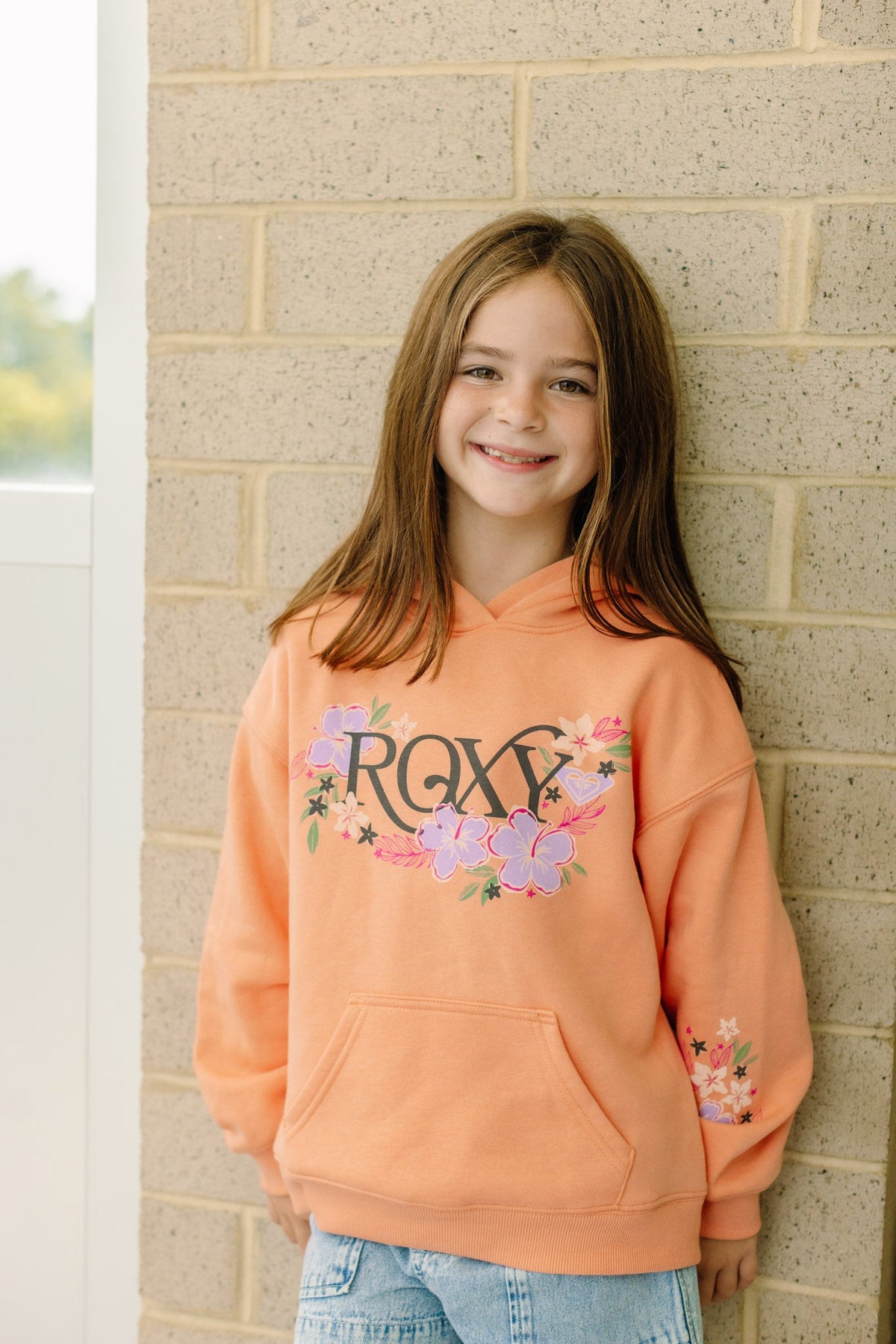 Roxy Girls' Coastal Flower Hoodie - Canyon - front