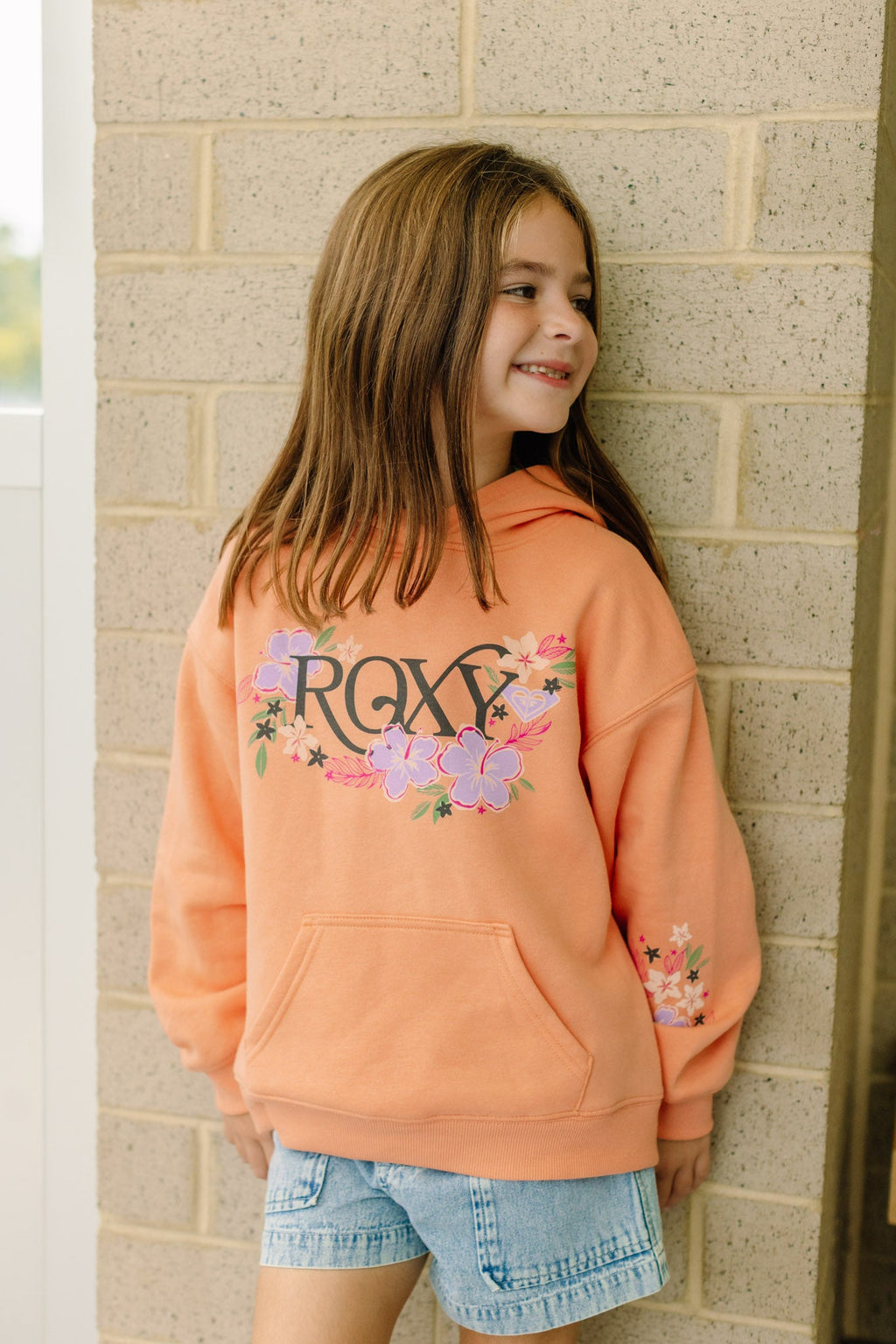 Roxy Girls' Coastal Flower Hoodie - Canyon - back