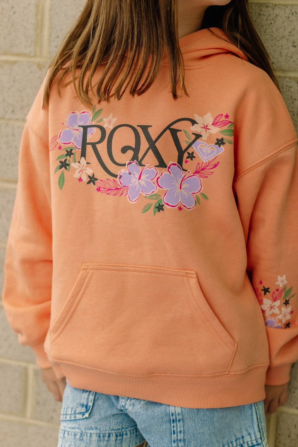 Roxy Girls' Coastal Flower Hoodie - Canyon - detail