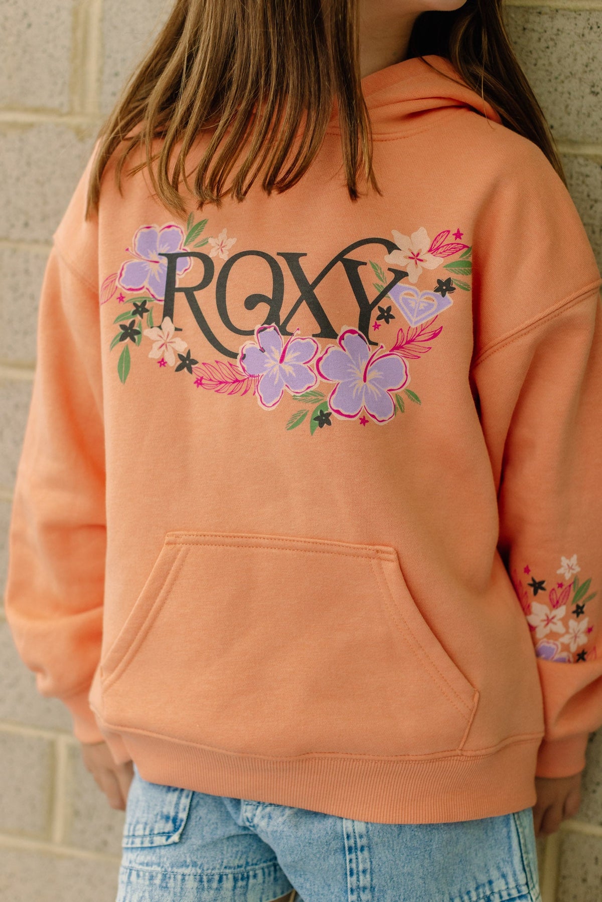 Roxy Girls' Coastal Flower Hoodie - Canyon - detail