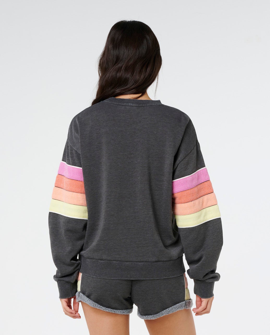 Rip Curl Women's Surf Revival Relaxed Crewneck in Washed Black, side