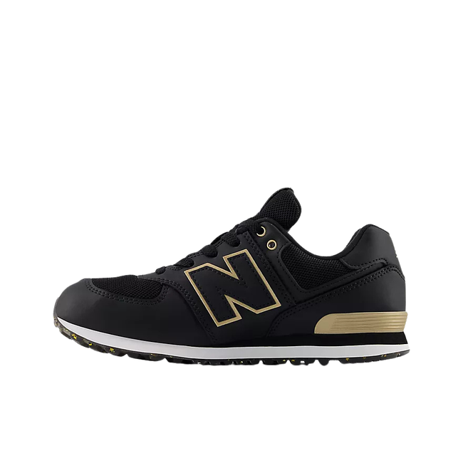 New Balance Kid's 574 - Black/Gold medial side