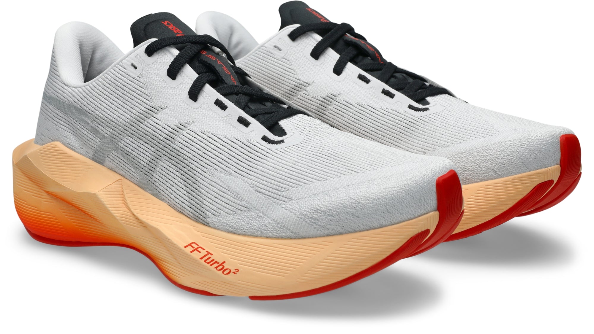 Asics Men's Novablast 6 Running Shoes WHITE/ORANGE GLOW - front three-quarter view