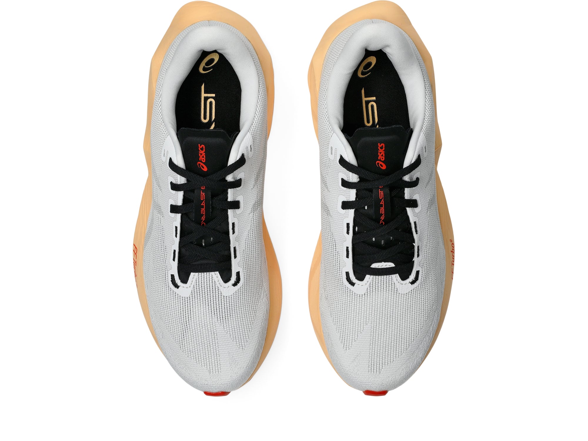 Asics Men's Novablast 6 Running Shoes WHITE/ORANGE GLOW - top view