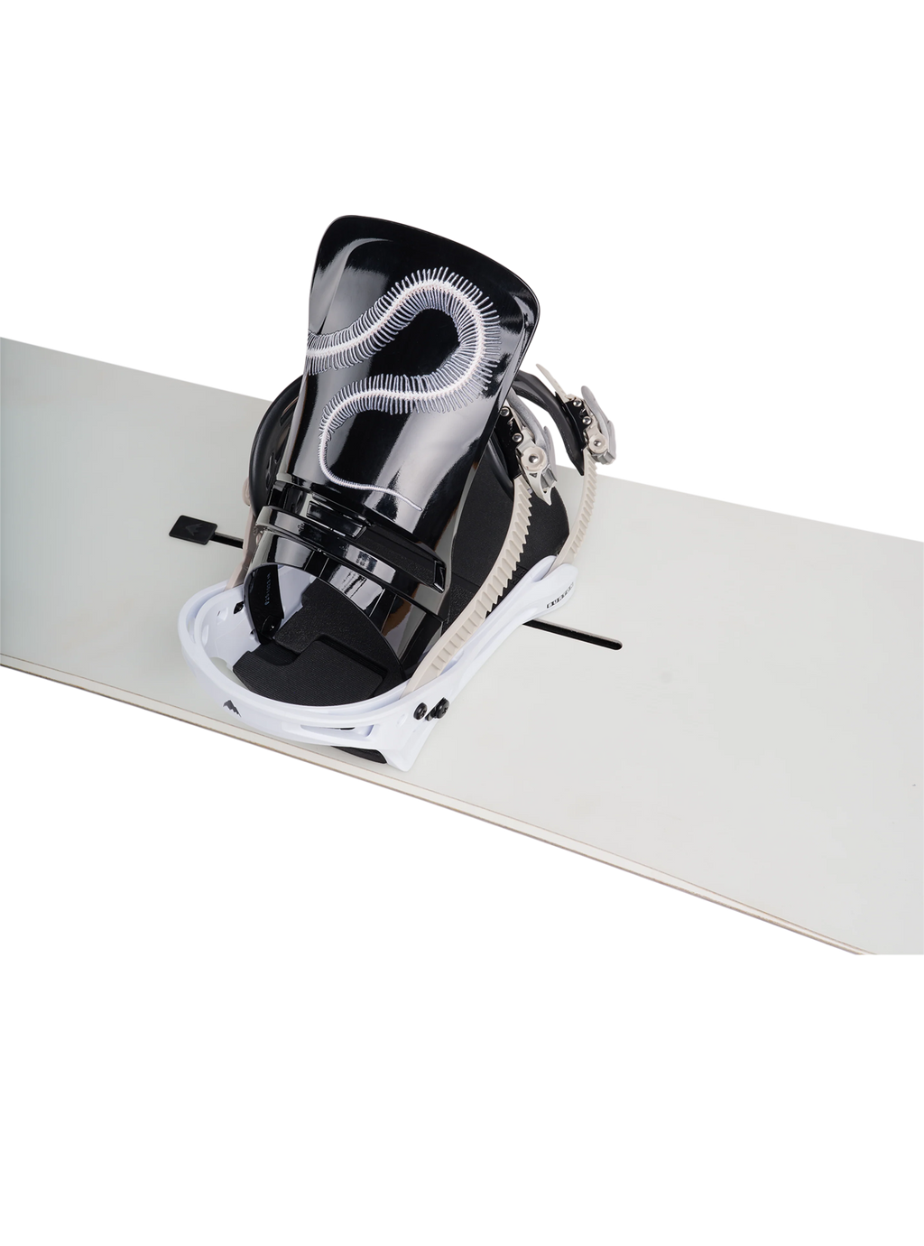 Burton Men's Cartel Re:Flex Snowboard Bindings - Skeleton Snake - mounted on board