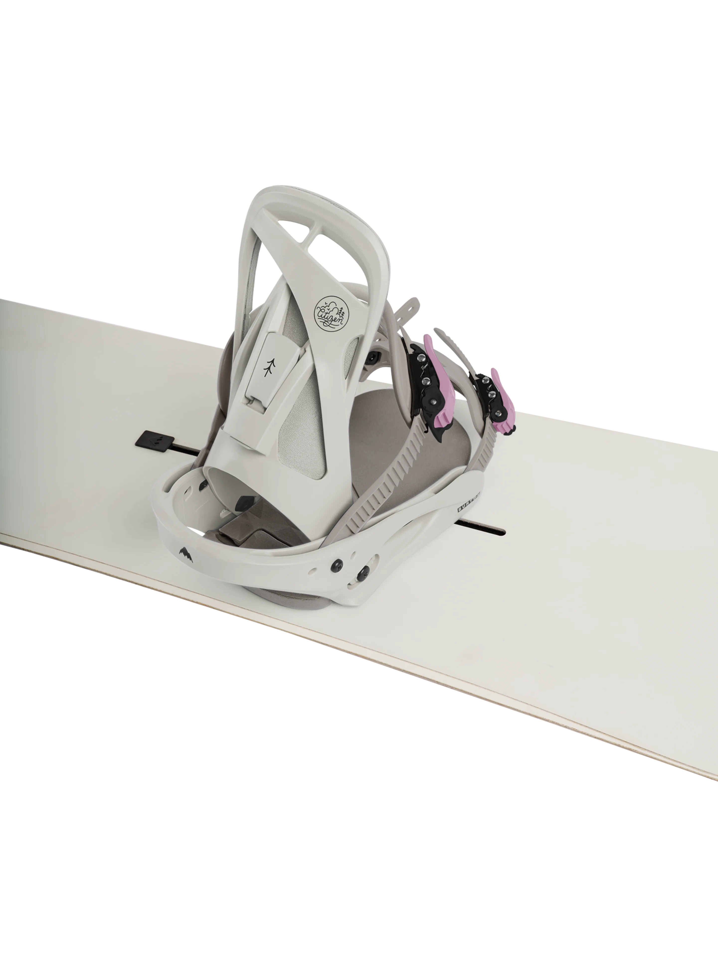 Burton Women's Citizen Re:Flex Snowboard Bindings - Chinchilla Gray - mounted on board