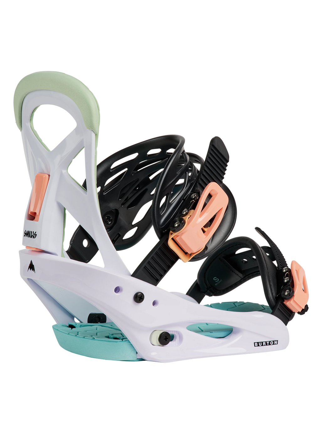 Burton Junior Smalls Re:Flex Snowboard Bindings - White/Multi - three-quarter