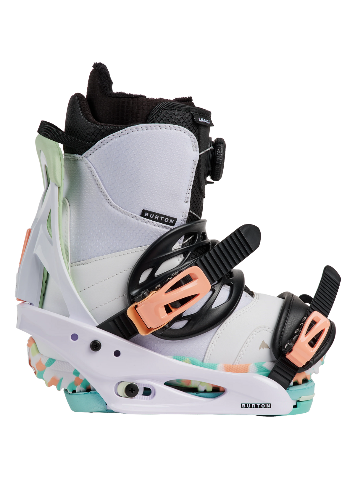 Burton Junior Smalls Re:Flex Snowboard Bindings - White/Multi - with boot