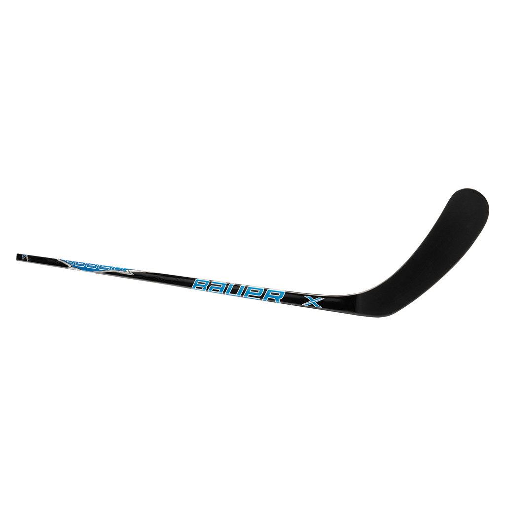 Bauer Intermediate X Series Grip Hockey Stick - 2025 - Black/Blue, blade front angle view