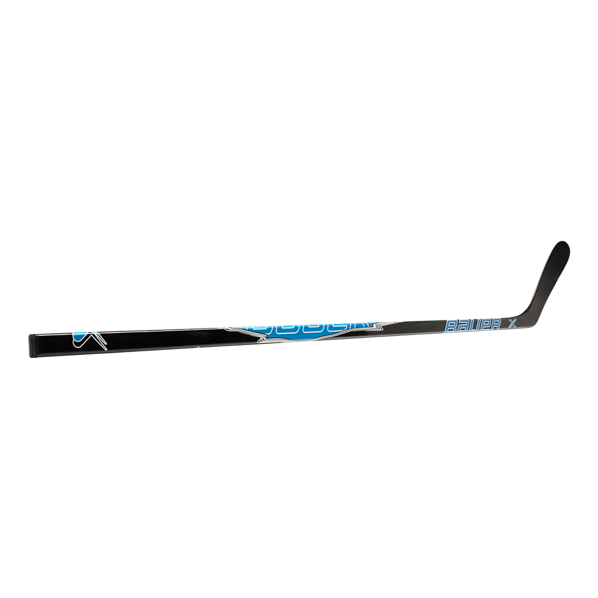 Bauer Intermediate X Series Grip Hockey Stick - 2025 - Black/Blue, shaft and blade angle view