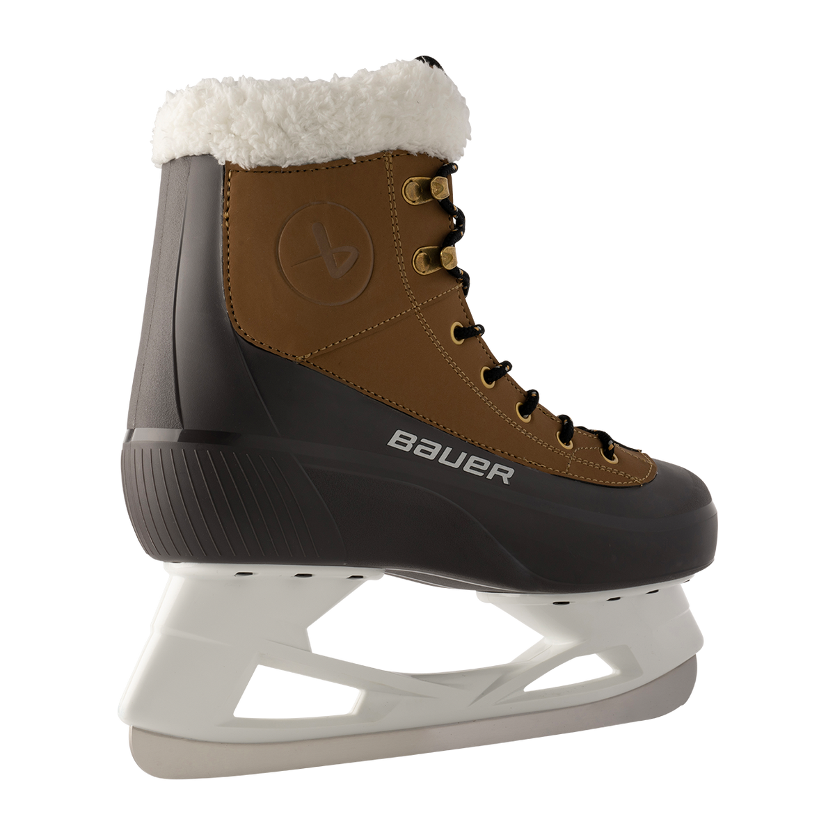 Bauer Senior Whistler 2.0 Recreational Ice Skates - Grey/Tan, rear three-quarter view