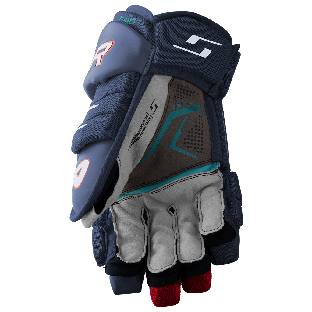 Bauer Supreme F40 Intermediate Hockey Glove - Navy/Red/White - palm