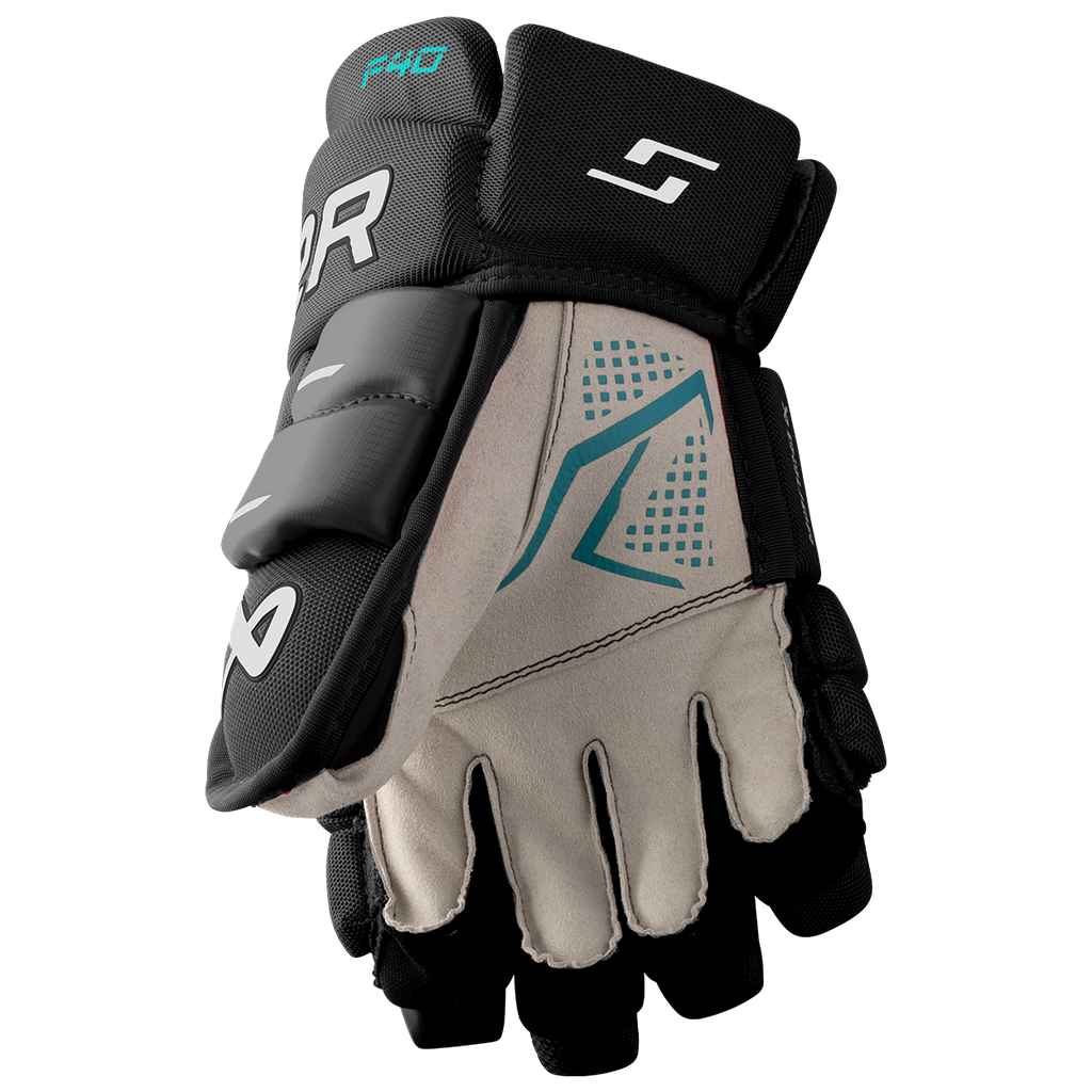 Bauer Junior Supreme F40 Hockey Glove Black/White - palm