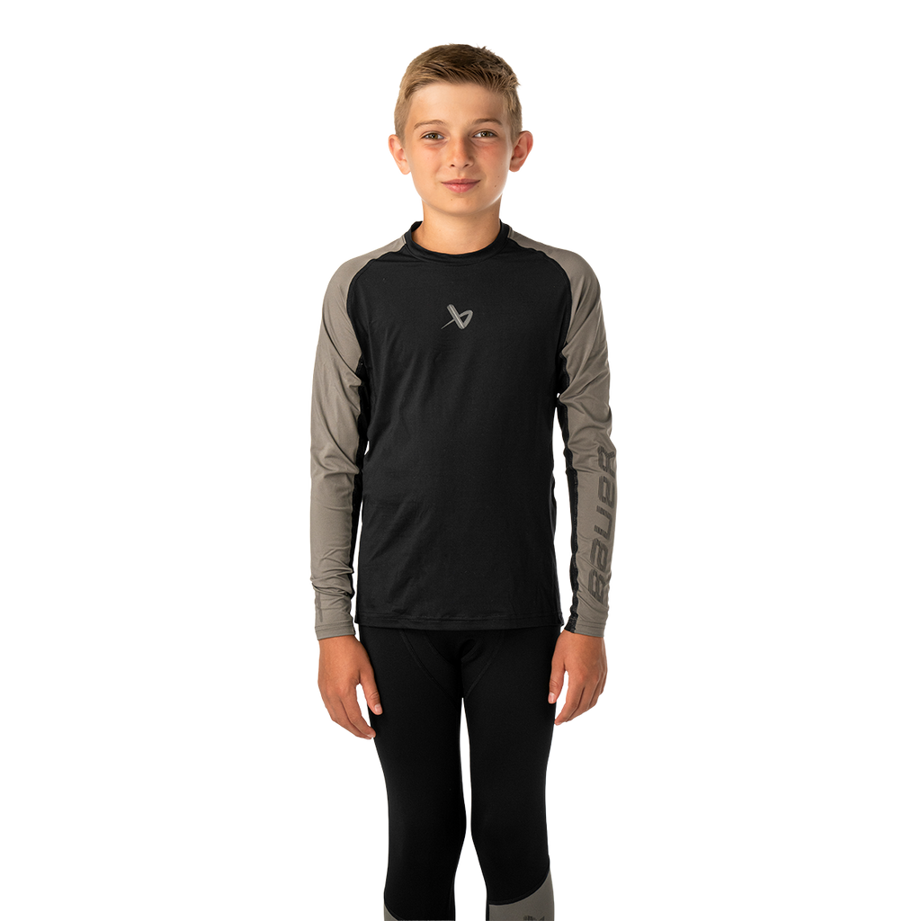 Bauer Performance Baselayer youth long-sleeve top, black, front