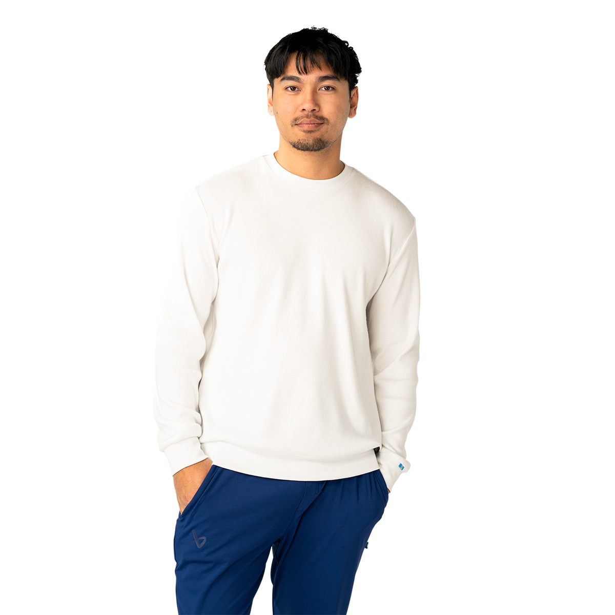Bauer Senior Waffle Crew Neck - SNOW, front