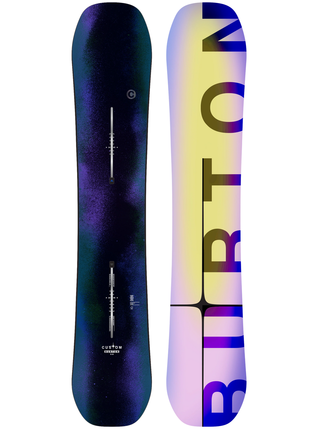 Burton Men's Custom Camber Snowboard - Faded, topsheet and base view