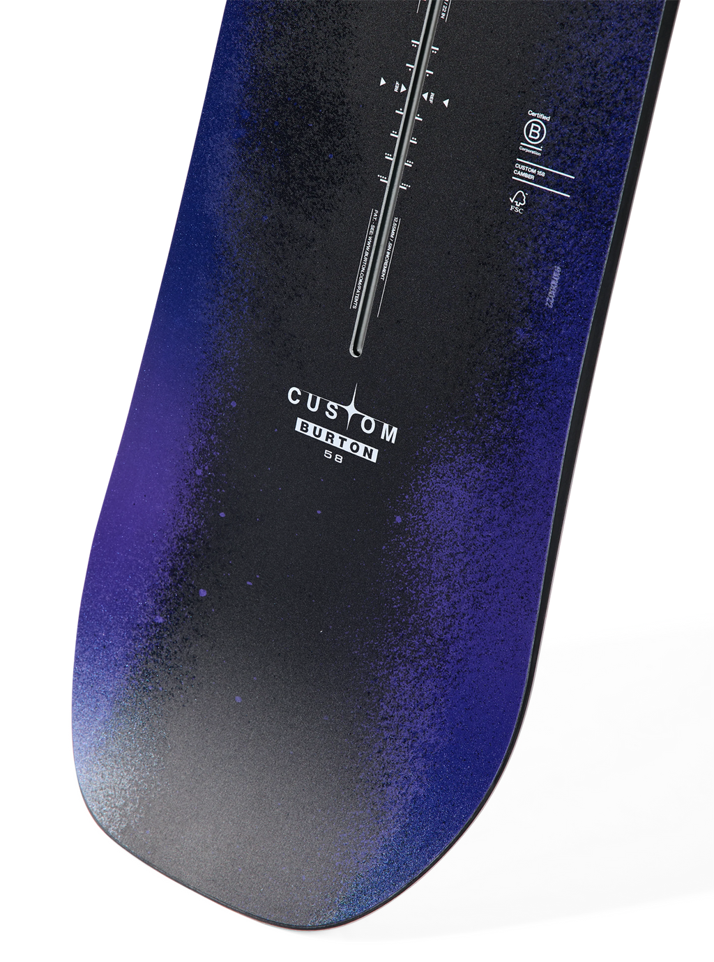 Burton Men's Custom Camber Snowboard - Faded, nose detail view
