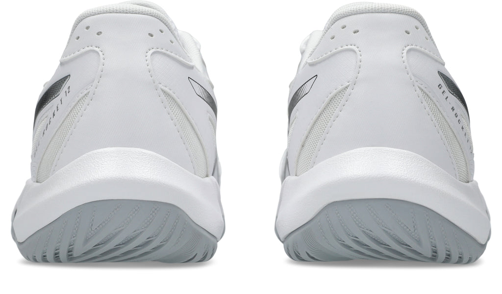 Asics Men's Gel-Rocket 12 Court Shoes - White/Black, back view