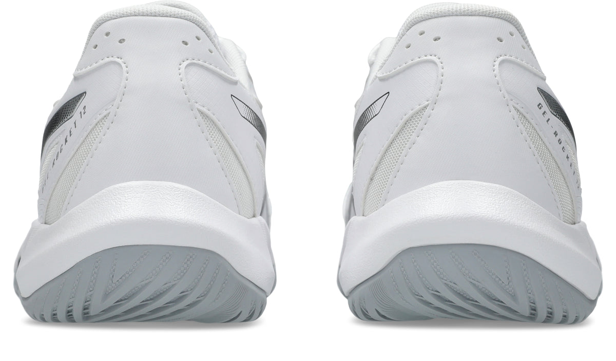 Asics Men's Gel-Rocket 12 Court Shoes - White/Black, back view