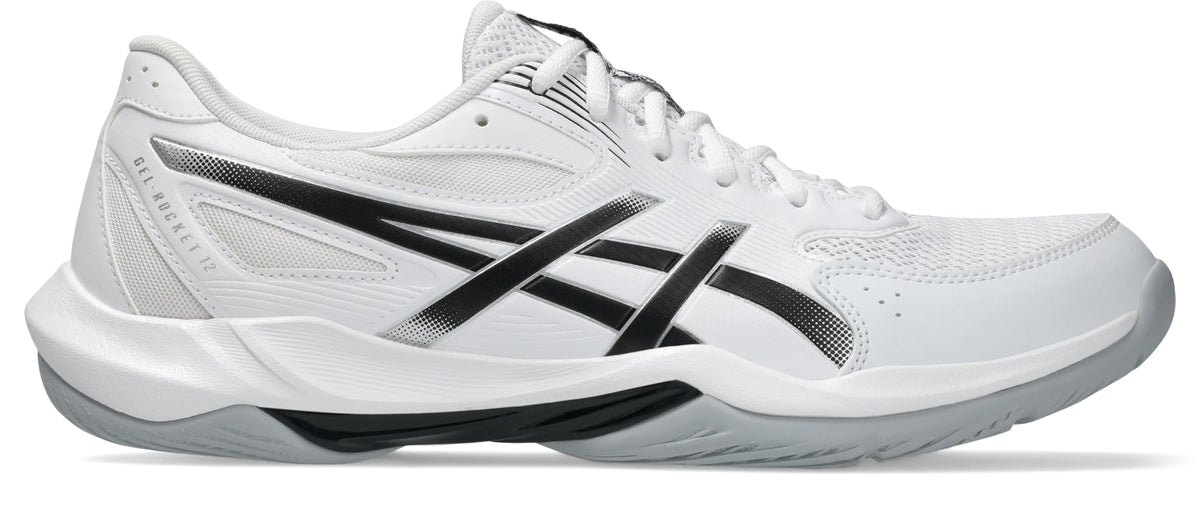 Asics Men's Gel-Rocket 12 Court Shoes - White/Black, side view