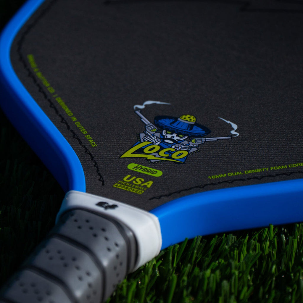 Bread & Butter Loco Hybrid Pickleball Paddle - Blue/Gray, face detail
