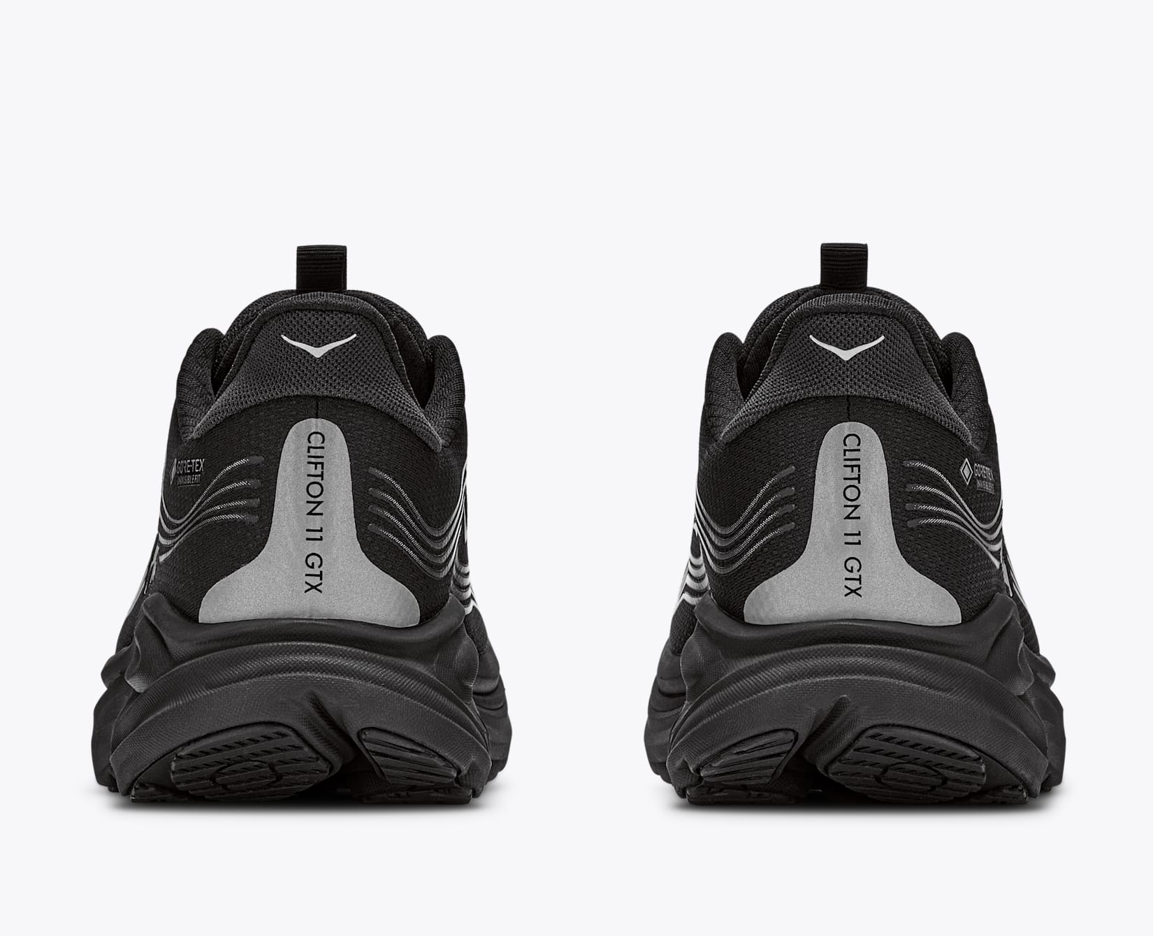Hoka Men's Clifton 11 GTX - Black/Black - front and back