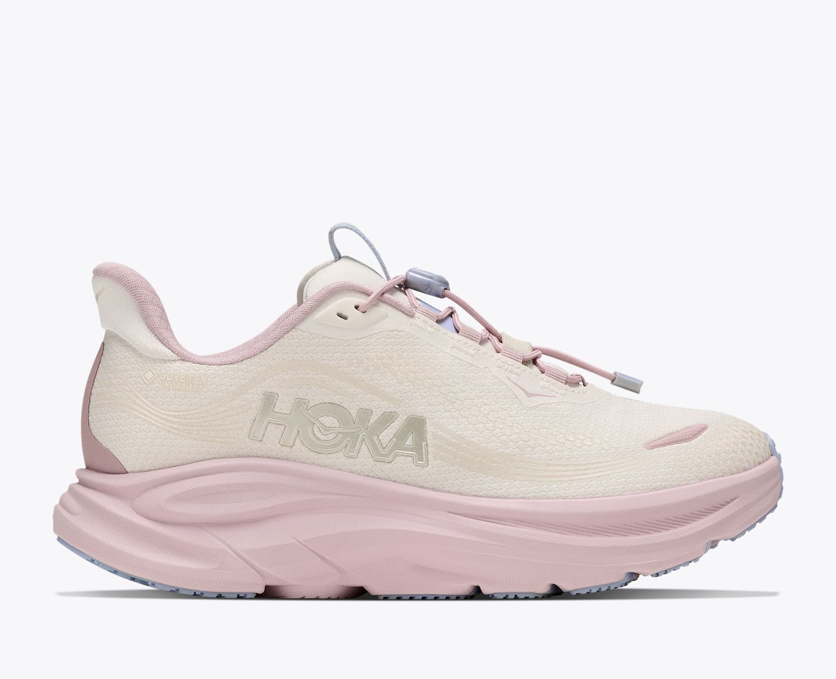 Hoka Women's Clifton 11 GTX - Alabaster/Pink Opal - lateral