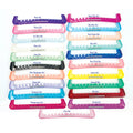 Jerry's Gel Gloss Skate Guards, all colours labelled: Plum, Cherry, Ice Blue, Lime, Black, Pink Champagne, Grape, Turquoise, Pomegranate, Deep Pink, Sky Blue, Petal Peach, Aqua, Royal, Petal Pink, Lemon, Emerald, Red, Orchid, Lilac, Clear