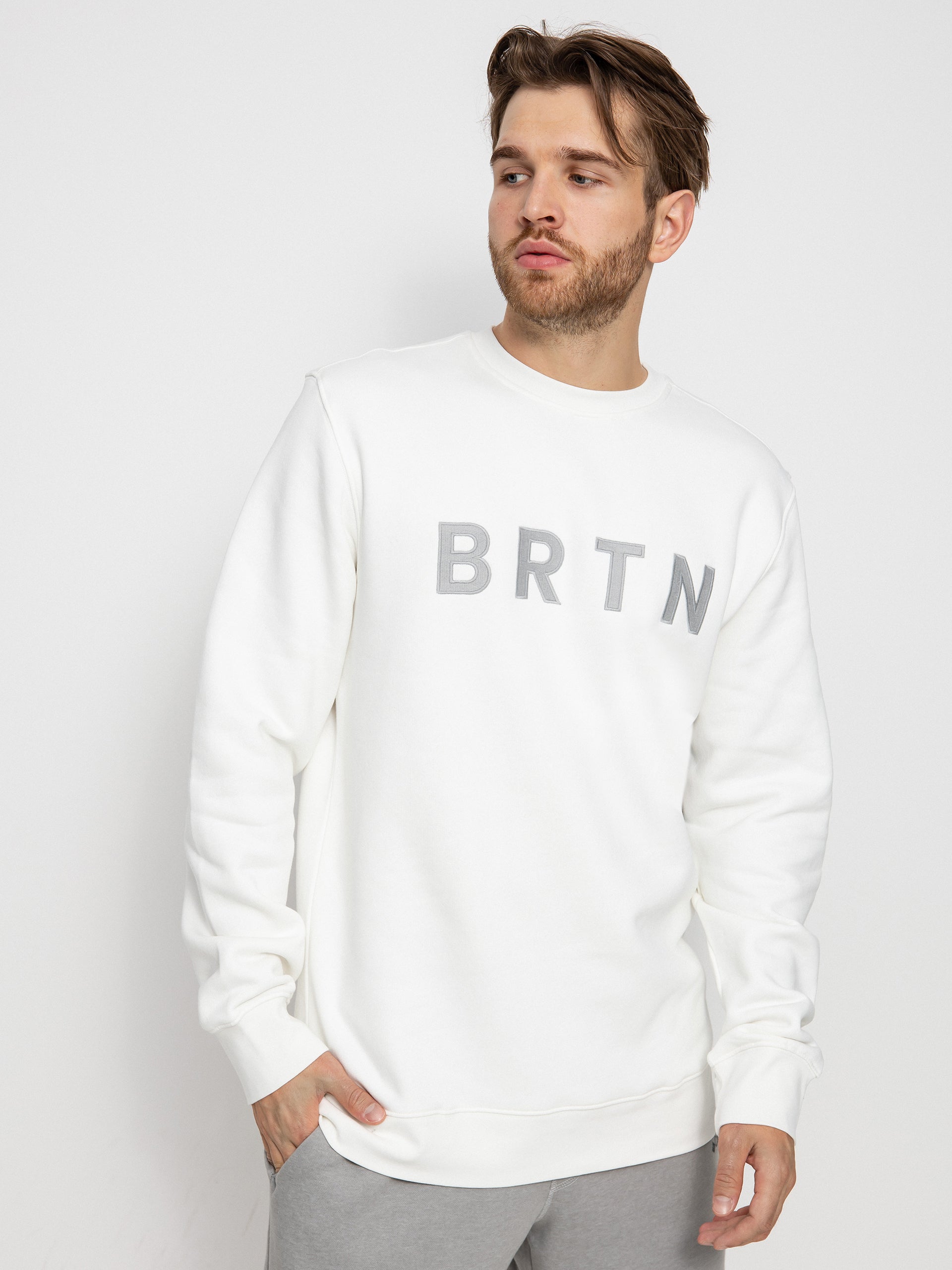 Burton BRTN Crewneck Sweatshirt - Stout White - detail