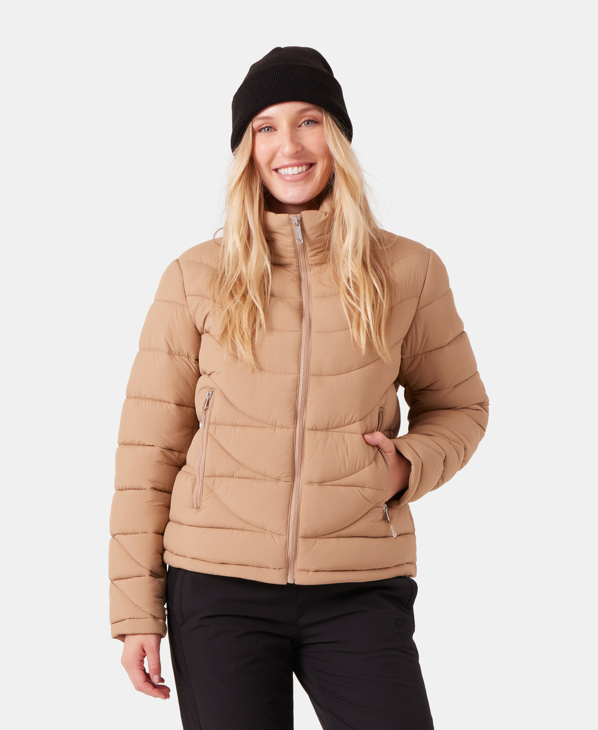 Roxy Women's Christal Packable Liner in Taupe, three-quarter view