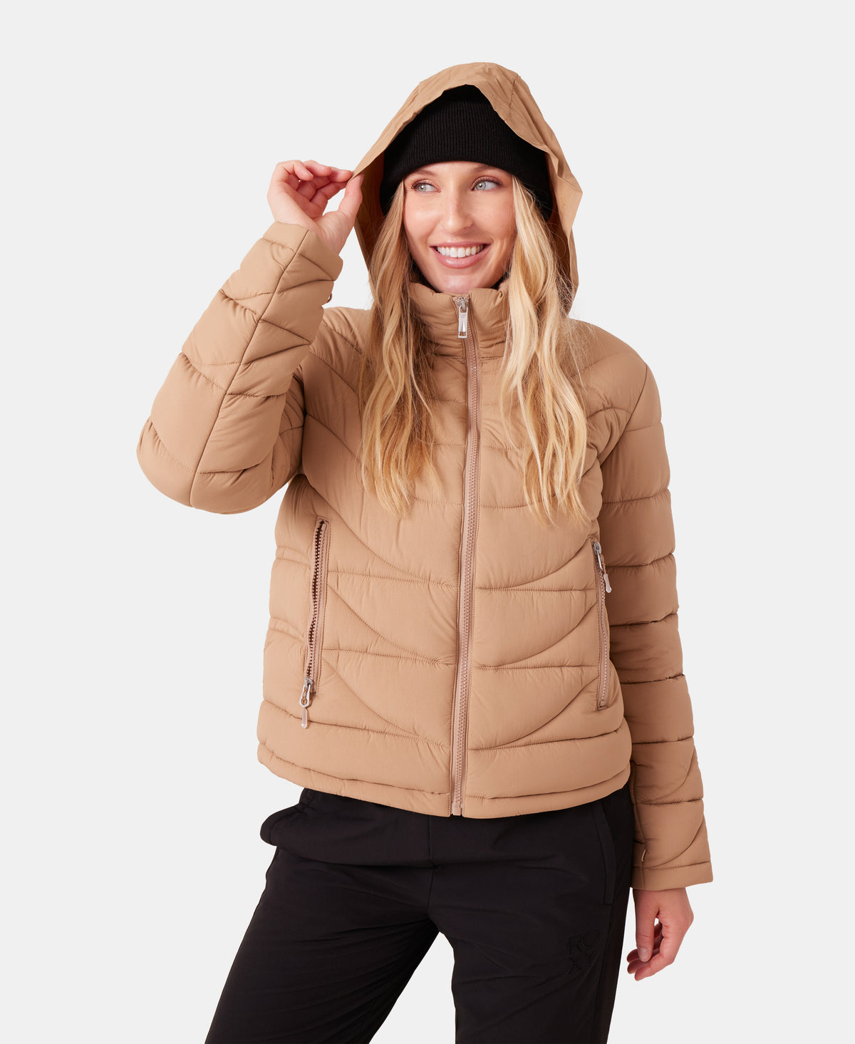 Roxy Women's Christal Packable Liner in Taupe, concealed hood