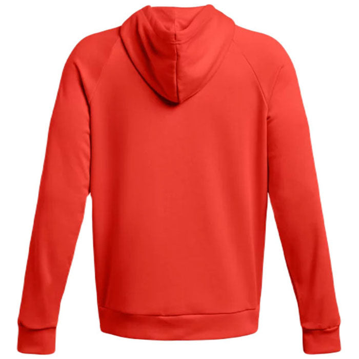 UA Rival Fleece Hoodie Dark Orange/White back