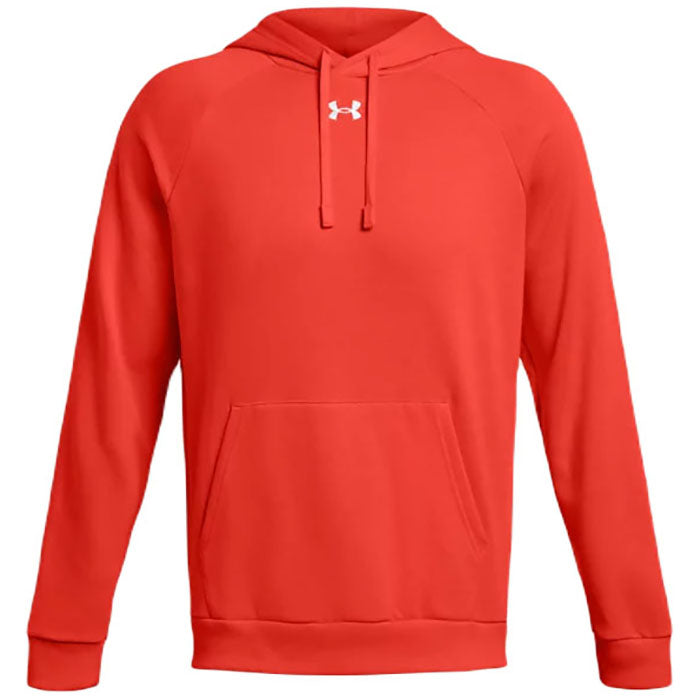 UA Rival Fleece Hoodie Dark Orange/White front