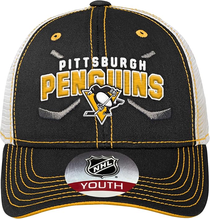 Outerstuff Youth Pittsburgh Penguins Lockup Meshback Adjustable Hat